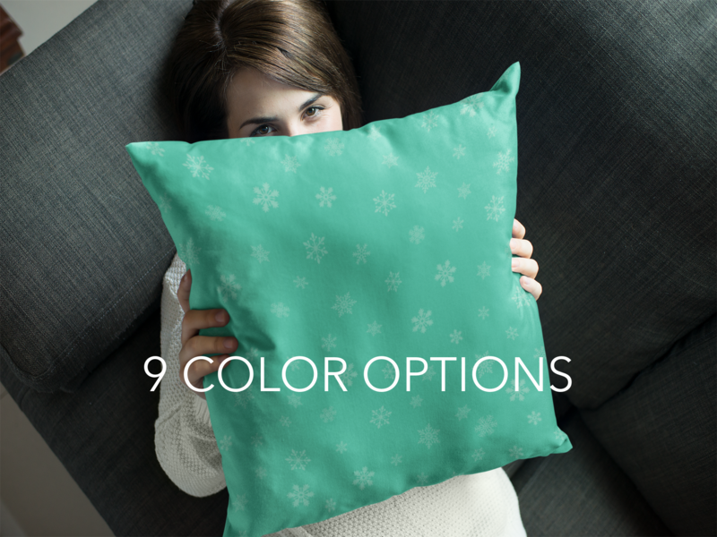 Square Throw Pillow CASE ONLY Snowflakes pattern in choice of 9 color combos, Whimsical holiday throw pillow